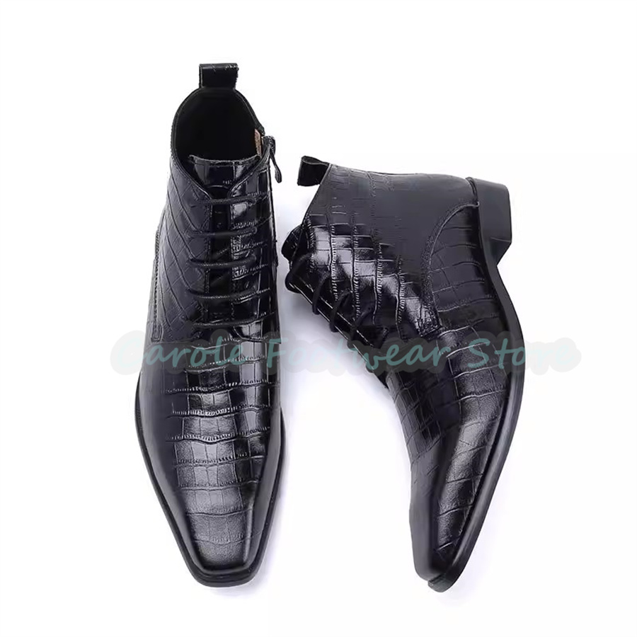 Mens Fashion Dress Shoes - Botas de Tobillo de Cuero Genuino
