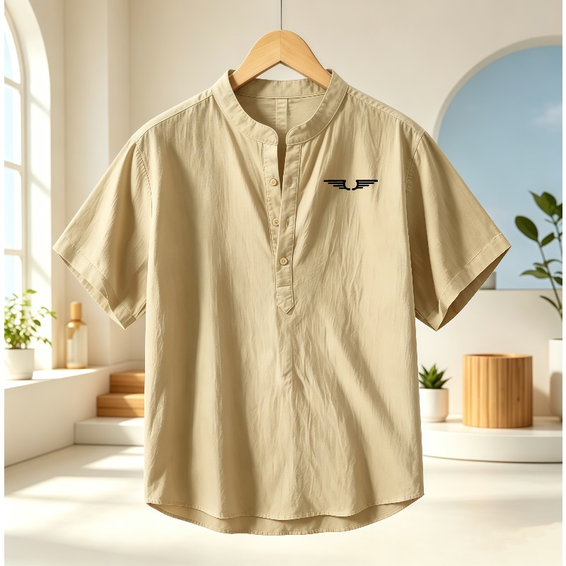 Linen Shirt Summer - Camisa de manga corta con cuello