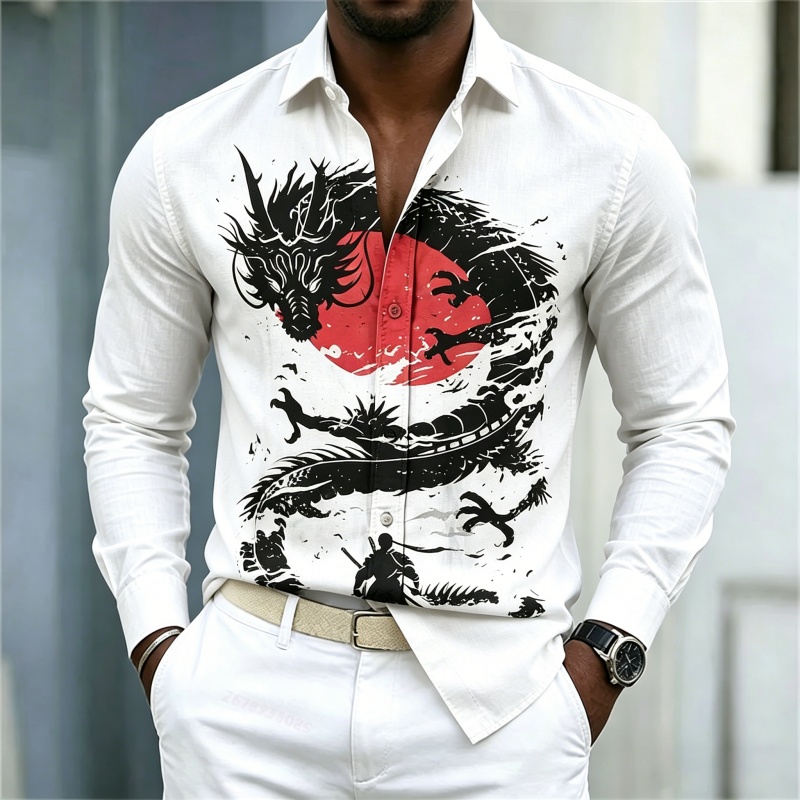 Mens Fashion Wear - Camisa de Hombre 2026, Blanca, Negra