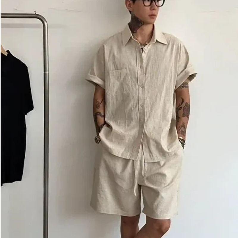 Linen Shirt Summer - Conjunto de 2 Piezas de Lino