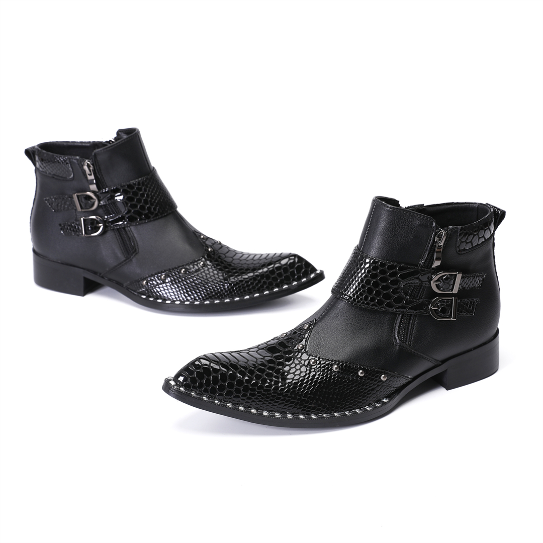 Botas de motociclista de cuero - Mens Fashion Dress Shoes reseña y precio