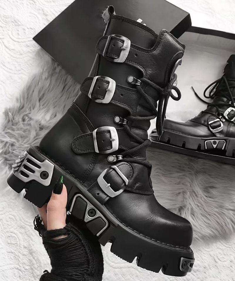 Botas altas de moto góticas pu - Men'S Fashion For 30 Year Olds reseña y precio