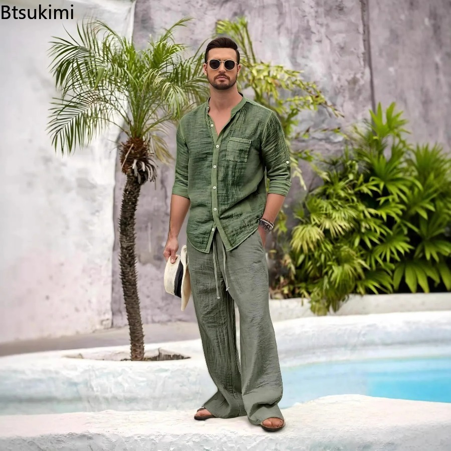 Nuevo Conjunto Casual de 2 Pie - Linen Shirt Summer reseña y precio