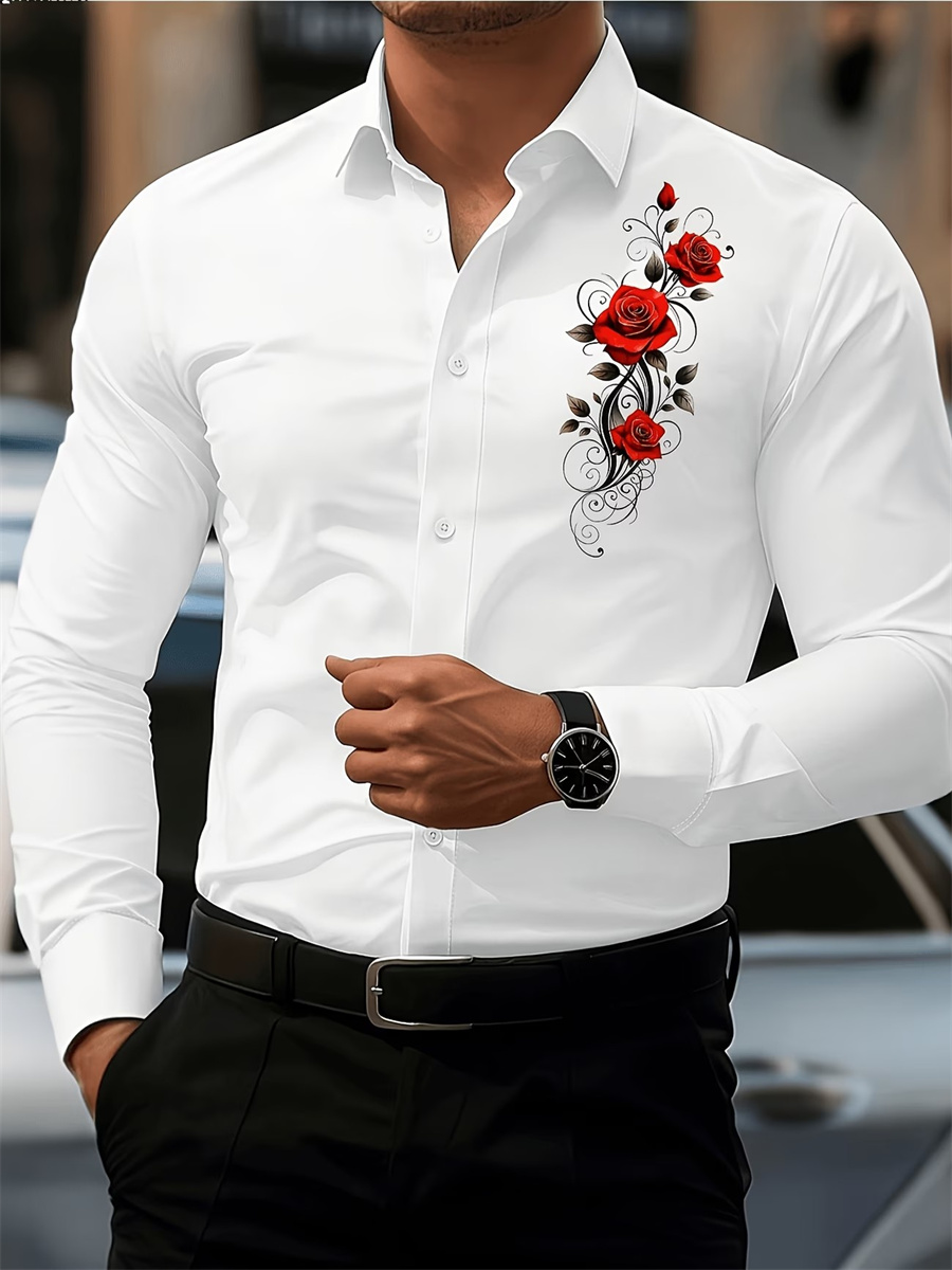 Camisa de Manga Larga con Esta - Mens Fashion Wear reseña y precio
