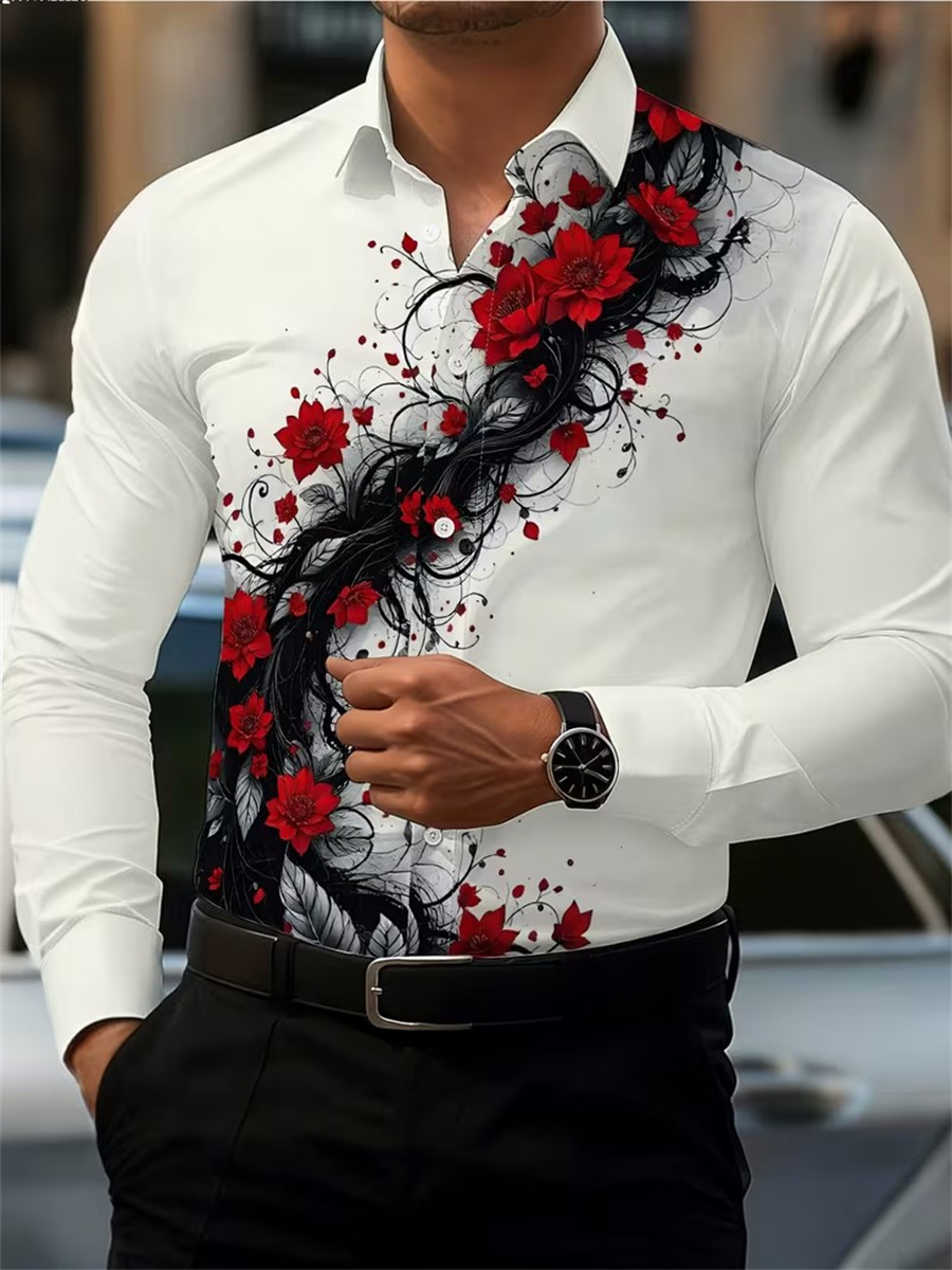 Camisa de Manga Larga con Esta - Mens Fashion Wear reseña y precio