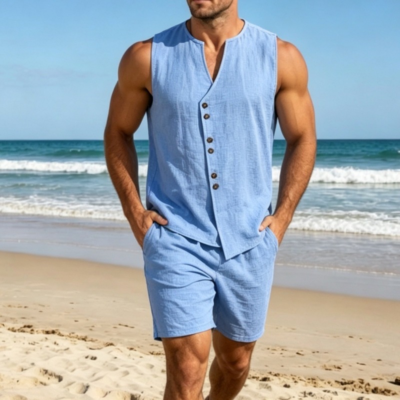 Conjunto de Camisa sin Mangas  - Linen Shirt Summer reseña y precio